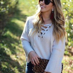 Goodnight Macaroon Lace Up Sweater